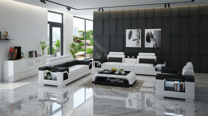 Leder Polster Couchen Sofa Luxuriöse Sofagarnitur Wohnzimmer 3+2 Set