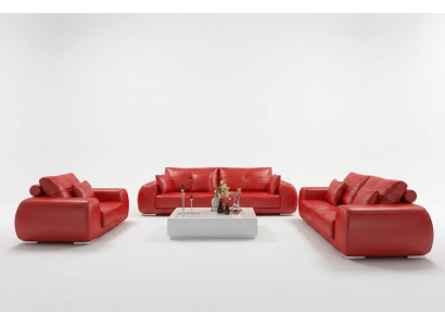 Sofagarnitur Ledersofa Couch Garnituren Design Modern Sofa 3+1+1 Sitzer