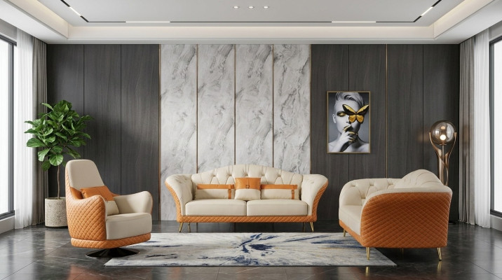 Luxus Möbel Sofagarnitur Couch Sofa Polster 3+2 Wohnzimmer Sitzgruppen