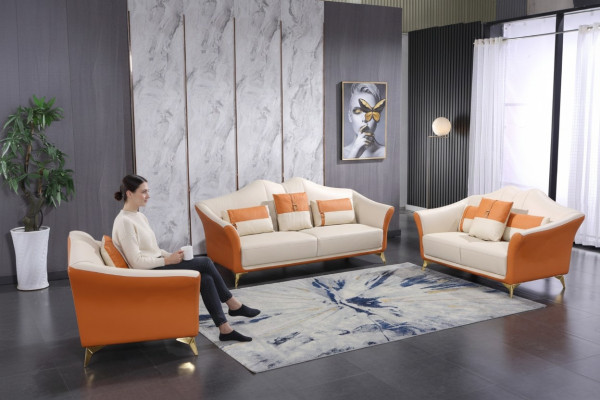 Ledersofa Couch Sofagarnitur 3+1+1 Sitzer Garnituren Design Modern Sofa Neu