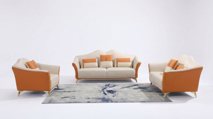 Ledersofa Couch Sofagarnitur 3+1+1 Sitzer Garnituren Design Modern Sofa Neu