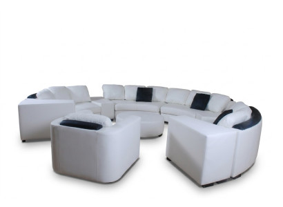 Wohnlandschaft Rund Ecksofa Leder Runde Couch Garnitur Sofa Couch Ecke