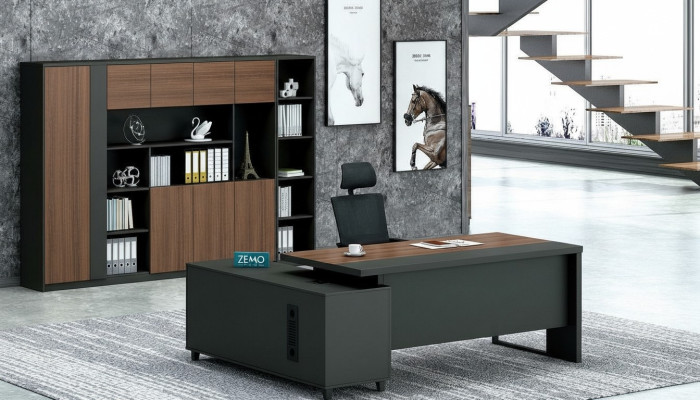 Design Eckschreibtisch Aktenschrank Büro Einrichtung Chef Zimmer Möbel 2tlg.Set