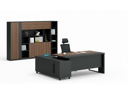 Design Eckschreibtisch Aktenschrank Büro Einrichtung Chef Zimmer Möbel 2tlg.Set