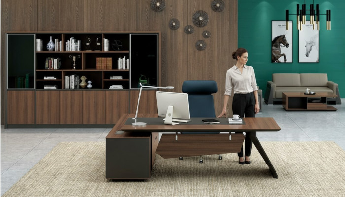 Schreibtisch Büroeinrichtung 2tlg. Set Tische Regal Chef Tisch + Aktenschrank