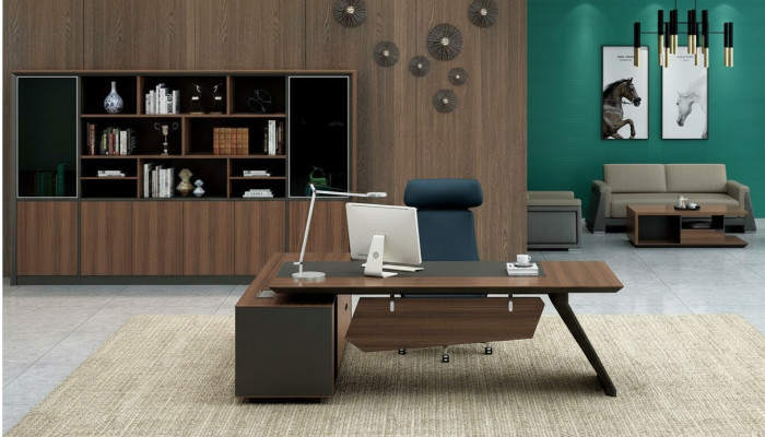 Schreibtisch Büroeinrichtung 2tlg. Set Tische Regal Chef Tisch + Aktenschrank