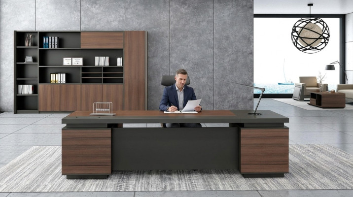 Eckschreibtisch Kabelkanal Home Office Tisch groß Chef Tische Schreibtisch