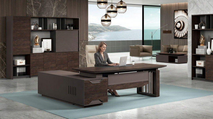 Schreibtisch Eckschreibtisch Büro Einrichtung Tisch Aktenschrank Schrank 2tlg.