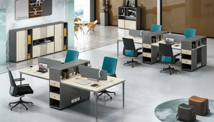 Büro Möbel Einrichtung Tische Tisch 4 Arbeitsplätze Schreibtisch Callcenter