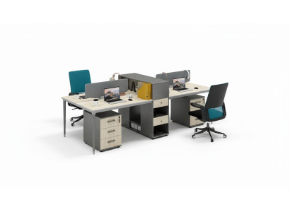 Büro Möbel Einrichtung Tische Tisch 4 Arbeitsplätze Schreibtisch Callcenter