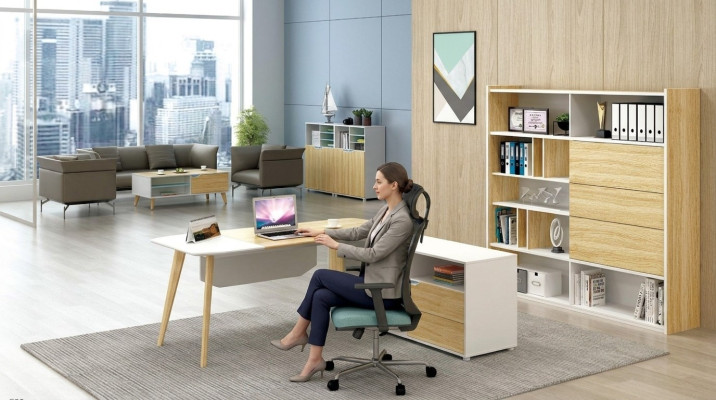 Eckschreibtisch Kabelkanal Home Office Tisch groß Tische Chef Schreibtisch