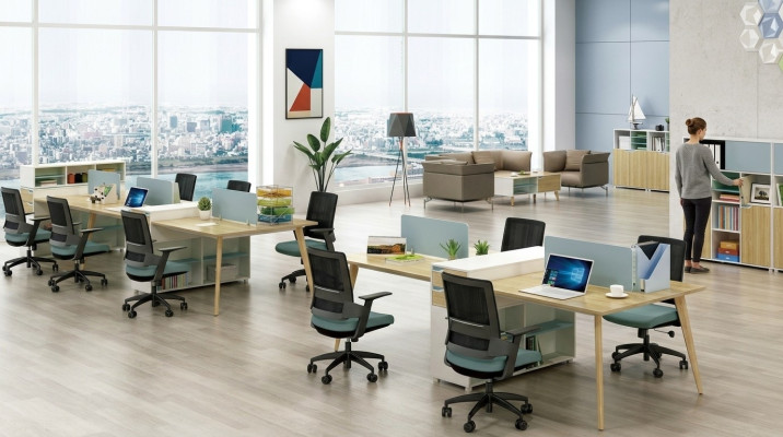 Büro Möbel Einrichtung Tische Holz Tisch 4 Arbeitsplätze Schreibtisch