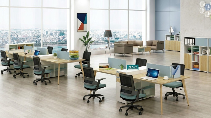 Büro Möbel Einrichtung Tische Holz Tisch 4 Arbeitsplätze Schreibtisch