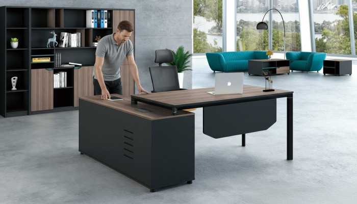 Büroeinrichtung 2tlg. Set Chef Tisch + Aktenschrank Tische Regal Schreibtisch