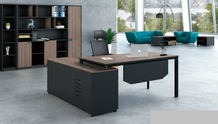Büroeinrichtung 2tlg. Set Chef Tisch + Aktenschrank Tische Regal Schreibtisch