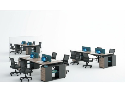 Büro Möbel Einrichtung Tische Tisch Callcenter Holz 4 Arbeitsplätze Schreibtisch