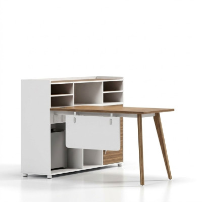 Luxuriöser Bürotisch aus Holz in modernem Design und hellen Farben