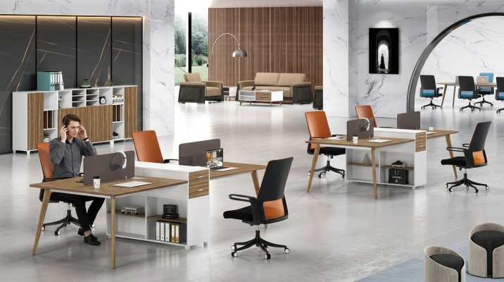Büro Möbel Einrichtung Tische Tisch Schreibtisch Callcenter Holz