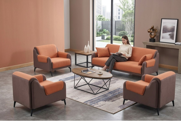 Sofa Couch Polster Stoff Couchen Polster Garnitur 3+1+1 Sitzer Büroeinrichtung