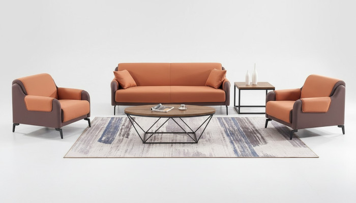 Sofa Couch Polster Stoff Couchen Polster Garnitur 3+1+1 Sitzer Büroeinrichtung