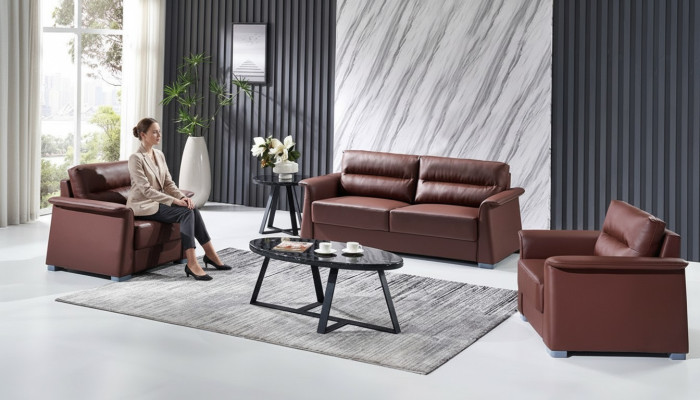 Sofa Couch Polster Leder Couchen Polster Garnitur 3+1+1 Sitzer Büro Möbel Set