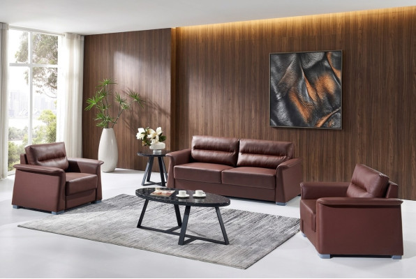 Sofa Couch Polster Leder Couchen Polster Garnitur 3+1+1 Sitzer Büro Möbel Set