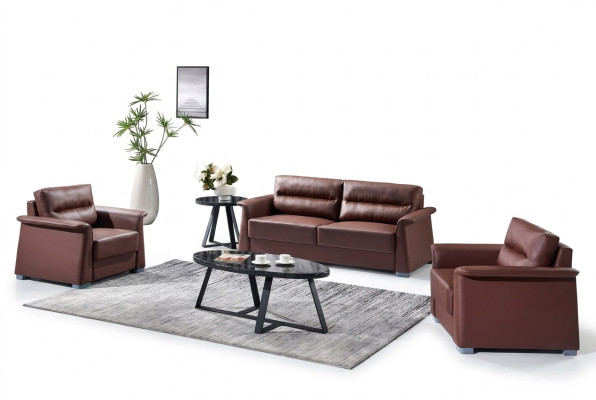 Sofa Couch Polster Leder Couchen Polster Garnitur 3+1+1 Sitzer Büro Möbel Set