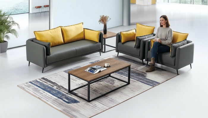 Sofa Couch Polster Wohnlandschaft Leder Sofas Garnitur sofas Büro Stil Möbel