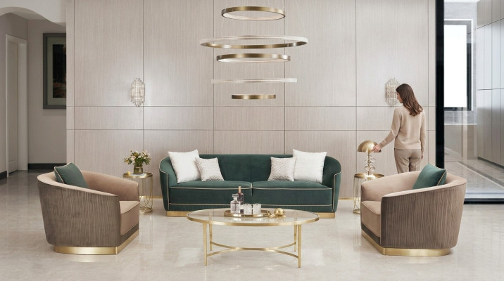 Klassische Wohnzimmer Sofagarnitur Couch Sitzgruppe Polstergruppen Sofa