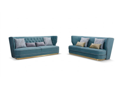 Designer Sofa Sofagarnitur 3+3 Sitzer Couch Polster Garnitur Gruppe Metall