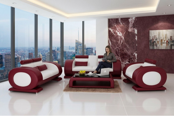Sofagarnitur Garnituren Set Design Sofas Polster Couchen Leder 311 Sitzer Neu