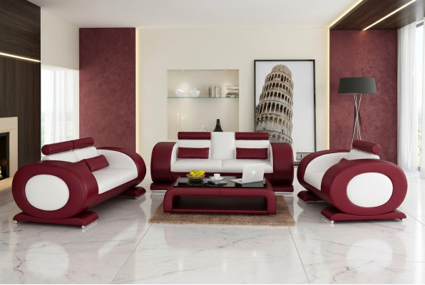 Sofagarnitur Garnituren Set Design Sofas Polster Couchen Leder 311 Sitzer Neu