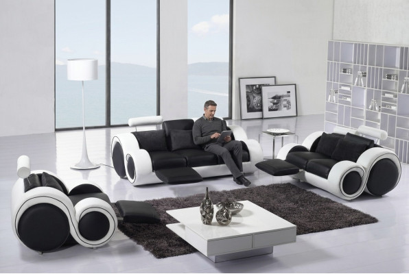 Sofagarnitur 3+2+1 Relax Funktion Sitzer Sofa Couch Garnituren Leder Sofas