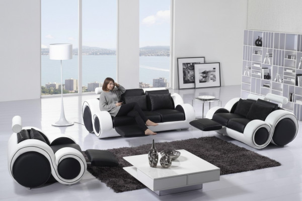 Designer Sofagarnitur 3+1+1 Sitzer Sofa Leder Couch Garnitur Polster Set