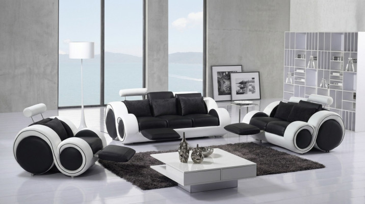 Designer Sofagarnitur 3+1+1 Sitzer Sofa Leder Couch Garnitur Polster Set