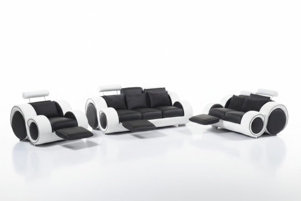 Designer Sofagarnitur 3+1+1 Sitzer Sofa Leder Couch Garnitur Polster Set