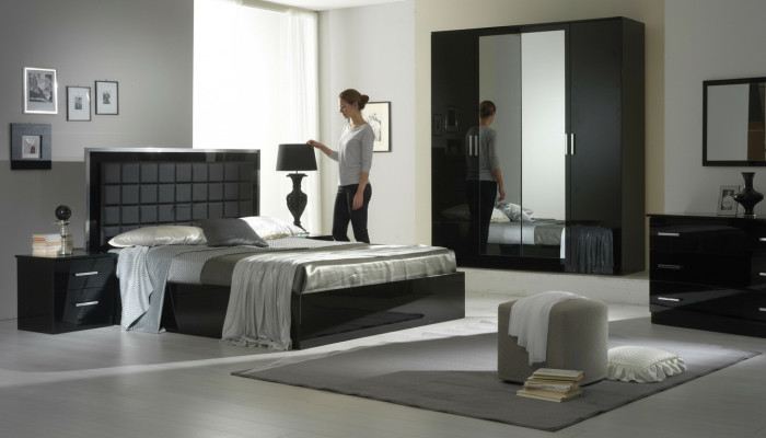 Design Schlafzimmer 6 tlg. Schlafzimmer Komplett Set Bett Nachttisch Kommode Neu