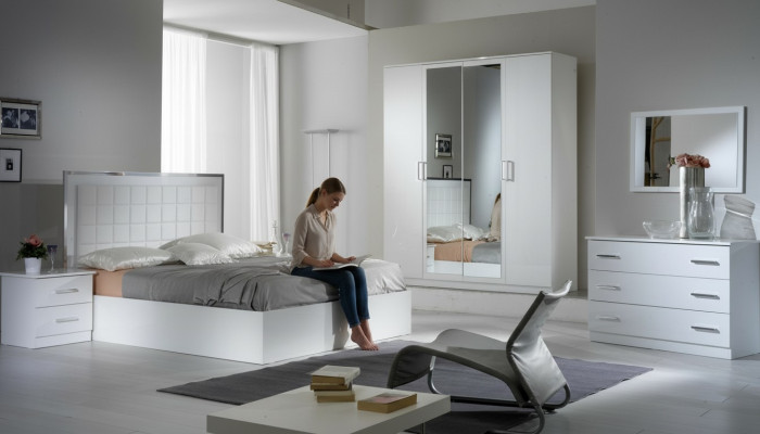 Bett Nachttisch Kommode 6 tlg.Schlafzimmer Set Design Modern Luxus Schlafzimmer