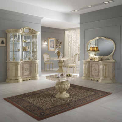 Luxus Wohn Ess Zimmer Set 2 tlg Garnitur Tisch Anrichte Klassische Vitrine Tisch