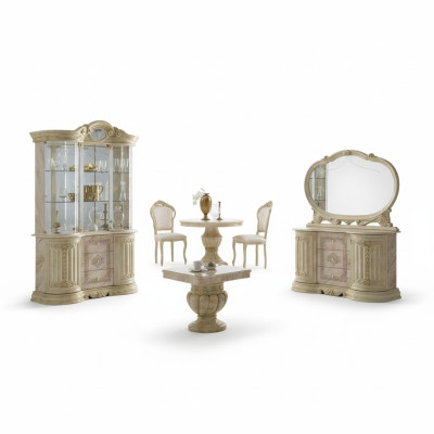 Luxus Wohn Ess Zimmer Set 2 tlg Garnitur Tisch Anrichte Klassische Vitrine Tisch
