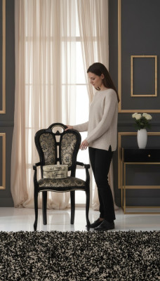 Holz Stuhl Esszimmerstuhl Designer Textil Königliche Stühle Sessel Italien Möbel