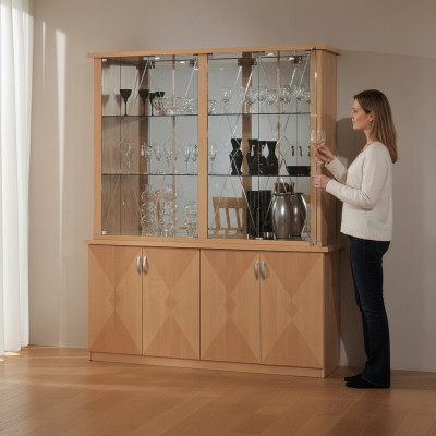 Klassische Vitrine Schrank Italienische Möbel Schränke Möbel Vitrinen Buche neu