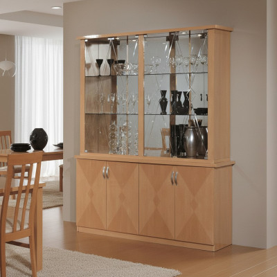 Klassische Vitrine Schrank Italienische Möbel Schränke Möbel Vitrinen Buche neu