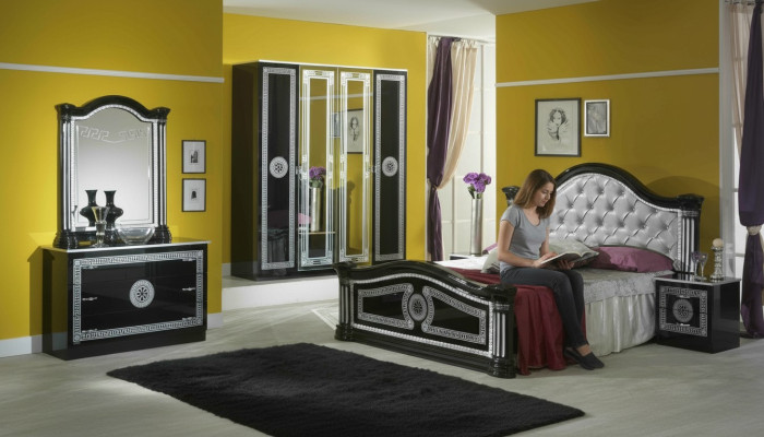 Bett 2x Nachttisch 3tlg. Schlafzimmer Set Design Luxus Schlafzimmer Chesterfield