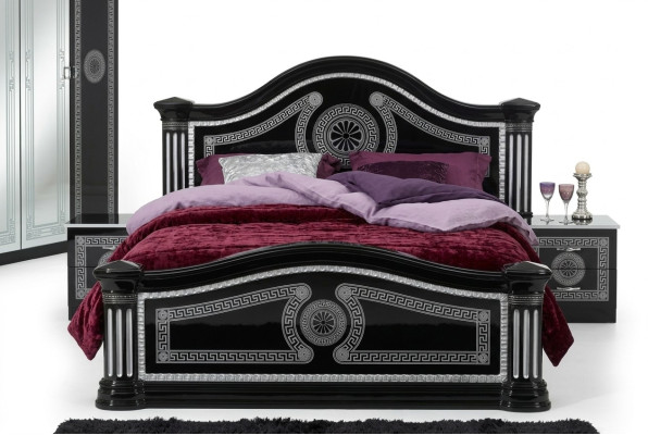 Bett 2x Nachttische 3tlg. Italienische Möbel Schlafzimmer Betten Holz Neu Set