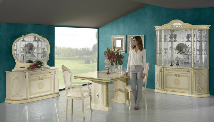 Esszimmer Set Vitrine Esstisch Garnitur Tisch Gruppe 4tlg. Set Komplett Barock