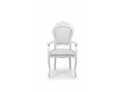 Stuhl Weiß Silber Design Wohnzimmer Esszimmer Holz Stühle Polster Made in Italy