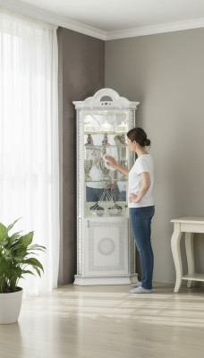 Eckschrank Luxus Vitrine Vitrinen Schrank Holz Schränke Italienische Stil Möbel
