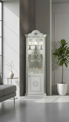 Eckschrank Luxus Vitrine Vitrinen Schrank Holz Schränke Italienische Stil Möbel