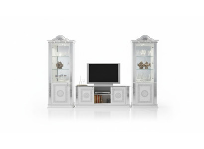 Wohnzimmerset Wohnwand Vitrine Kommode Tisch RTV Vitrinen Komplett 3tlg Set Neu